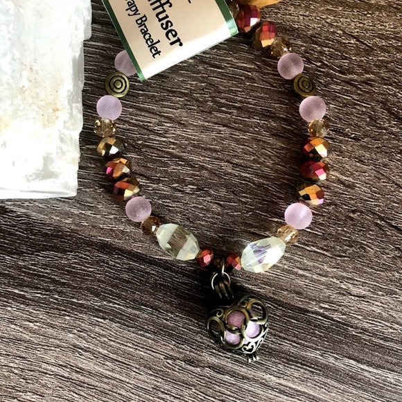 AAOTE Rose Quartz Valentines Heart Beaded Caged Crystal Aromatherapy Bracelet - Picture 6 of 12